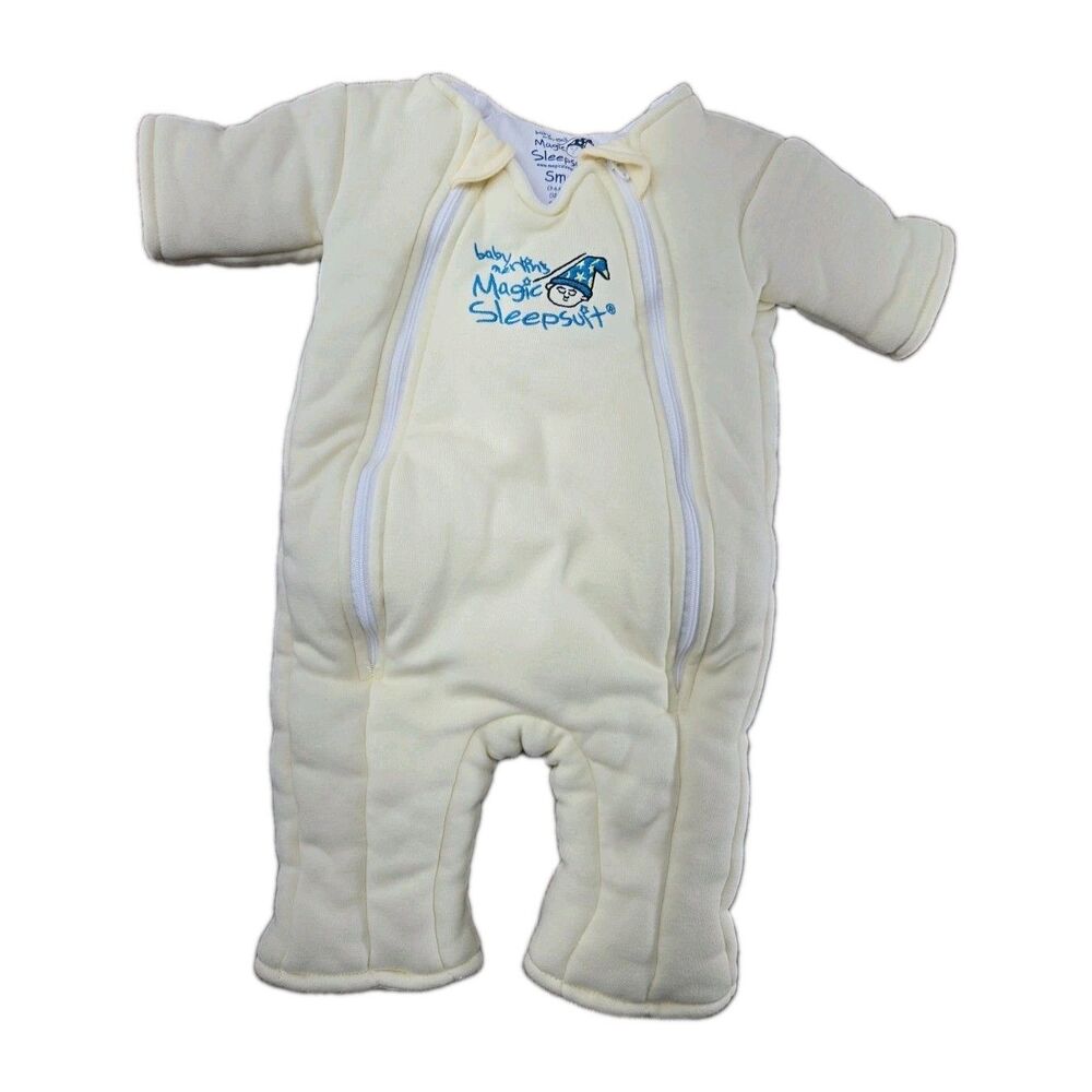 Baby Merlin's Magic Sleepsuit Small 3-6 Months Cream Swaddle Transition Suit